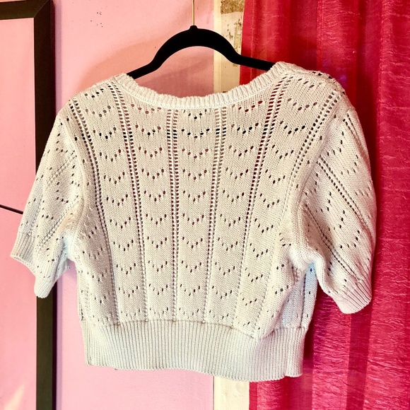 wild fable Knit Crochet Cropped Shrug Half Sleeve Yellow Flower Pattern XL - Picture 7 of 7